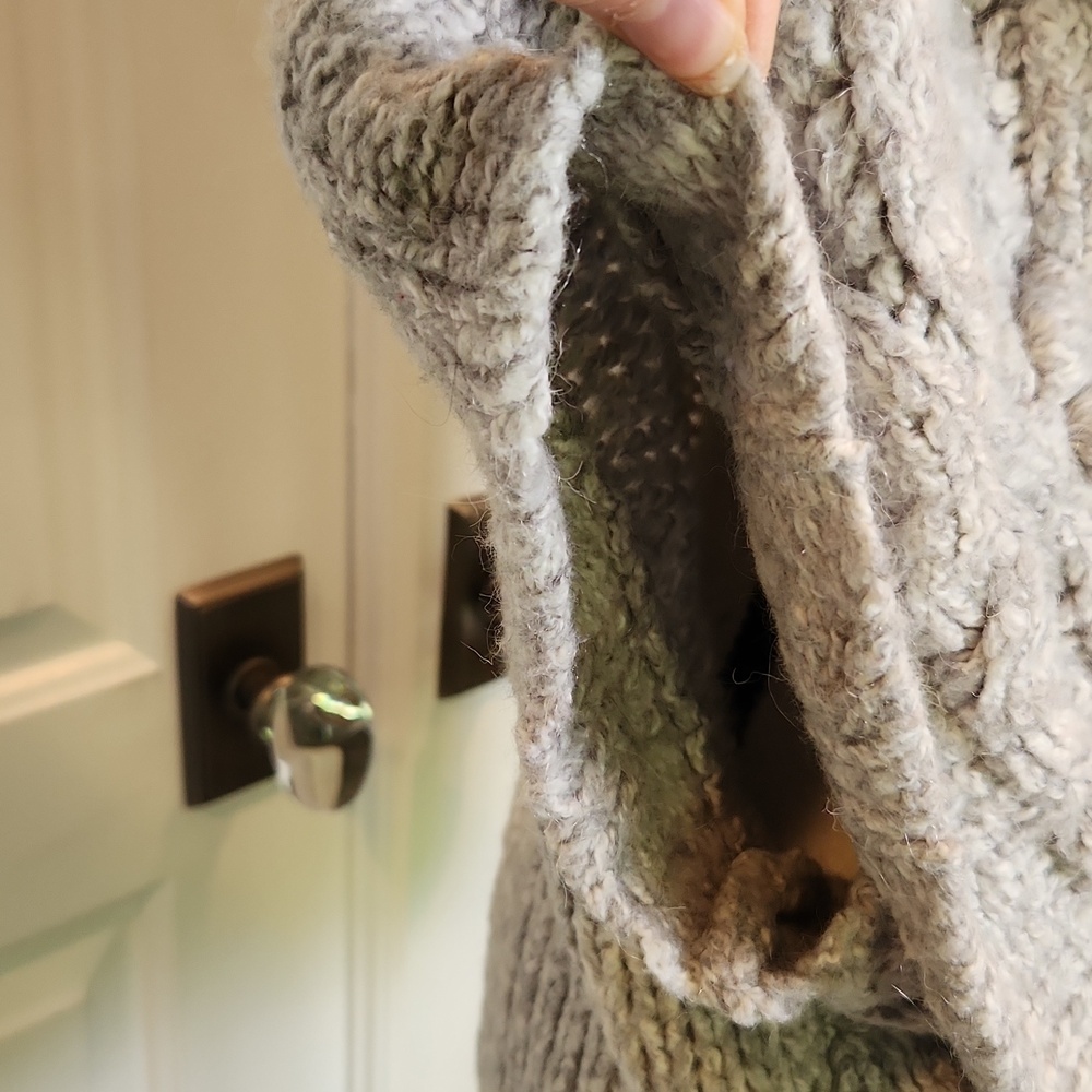 Anthropologie Sleeping On Snow‎ Light Gray Cable Knit Sweater XS/S - Picture 6 of 13